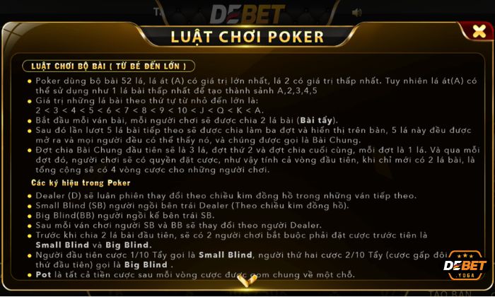 Luật chơi bài Poker KUBET người chơi cần nắm vững